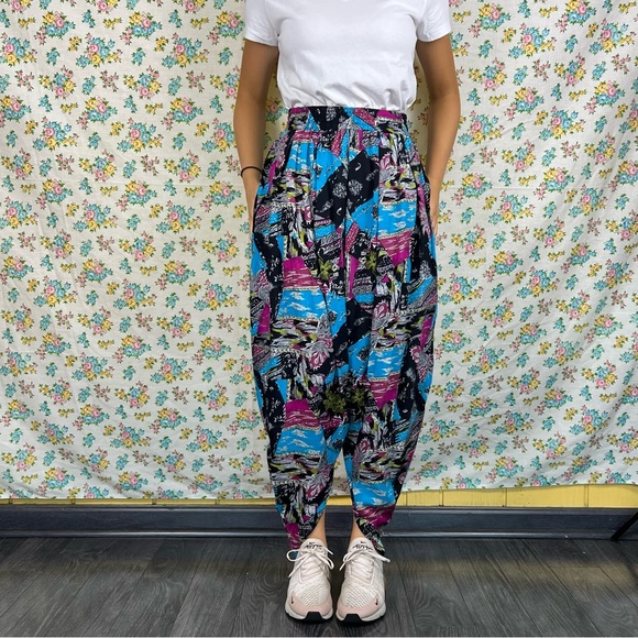 Vintage 90s vacation print harem drop crotch pant size small - Picture 8 of 8